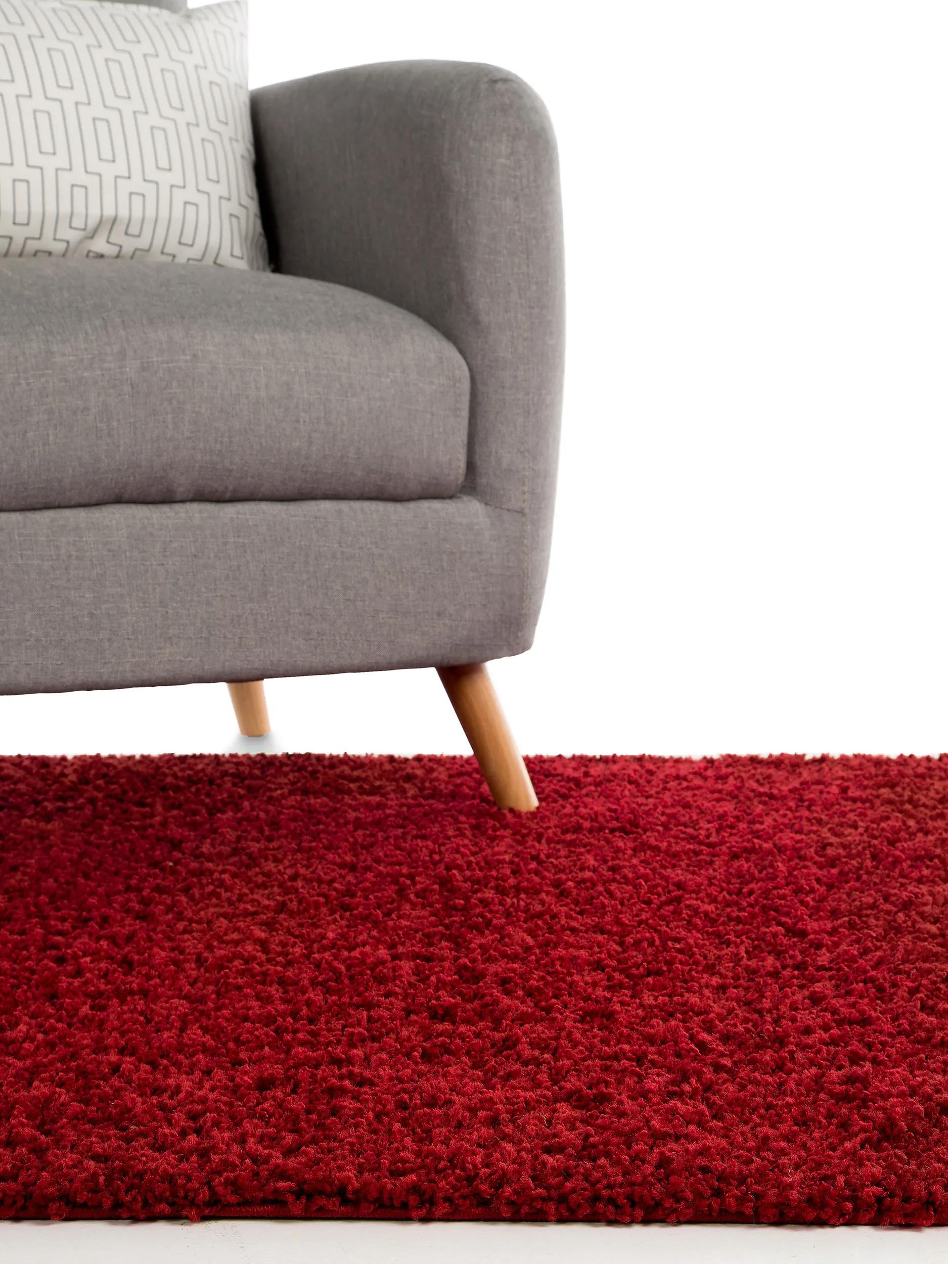 Shaggy rug Swirls Dark Red