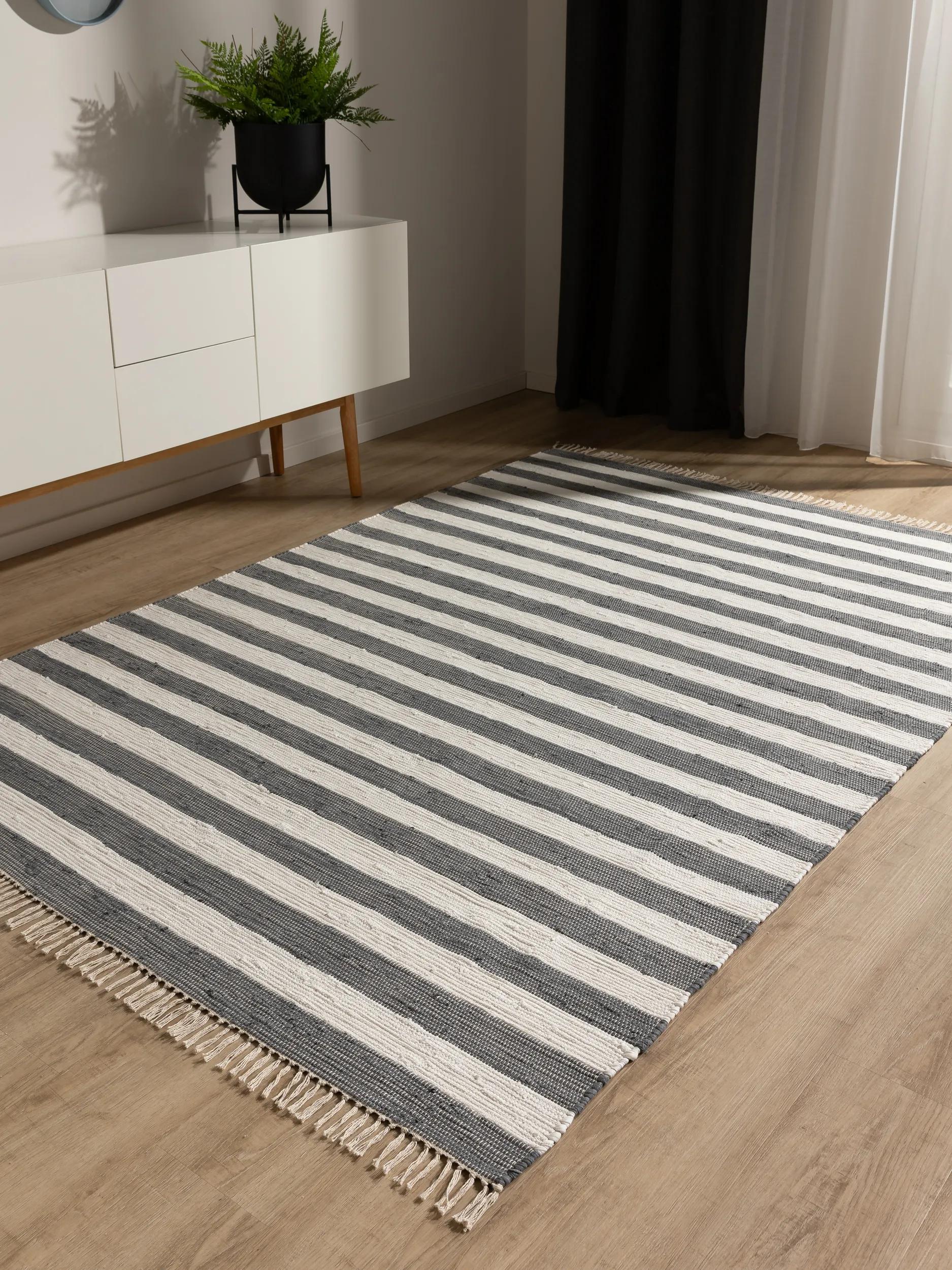 Rug made from recycled material Tom Grey/White