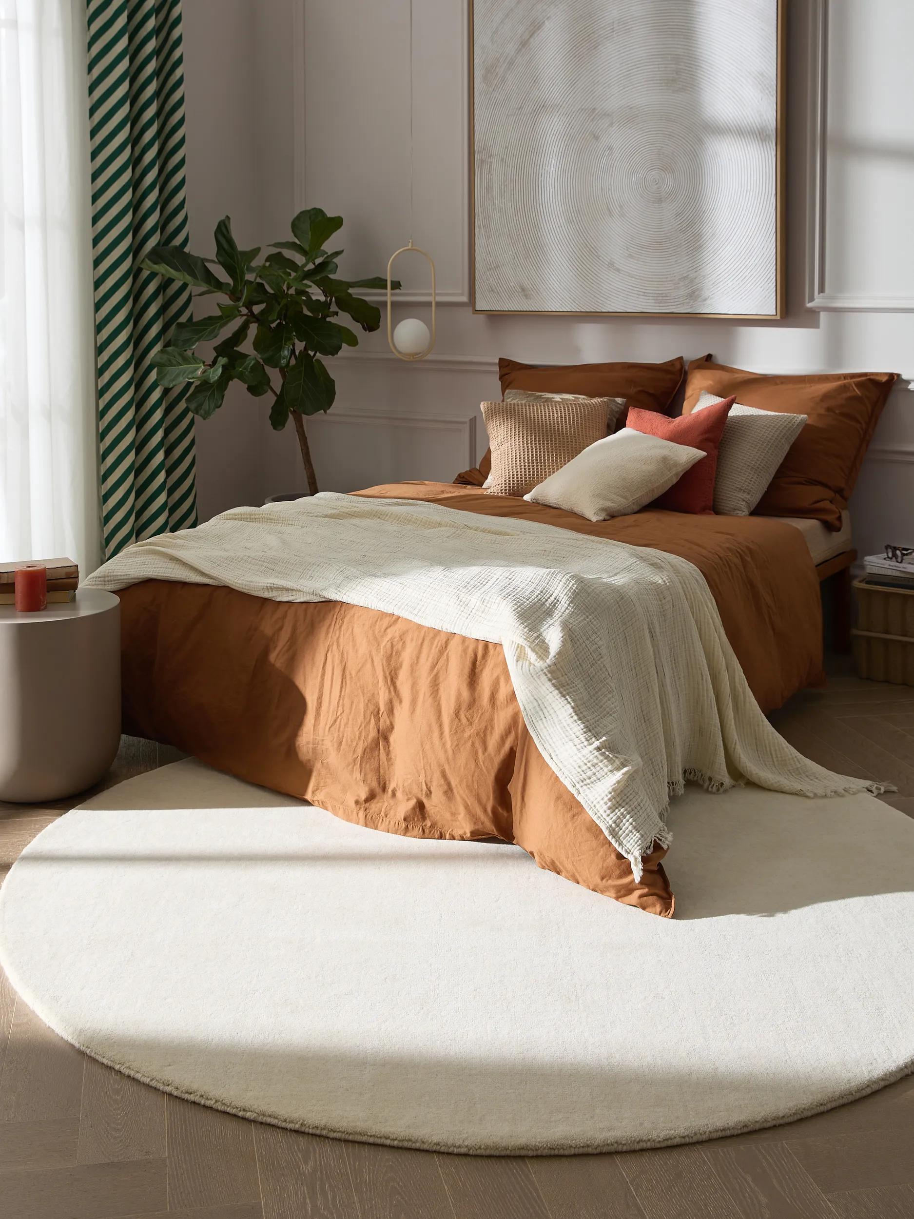 Round Wool Rug Vera Cream