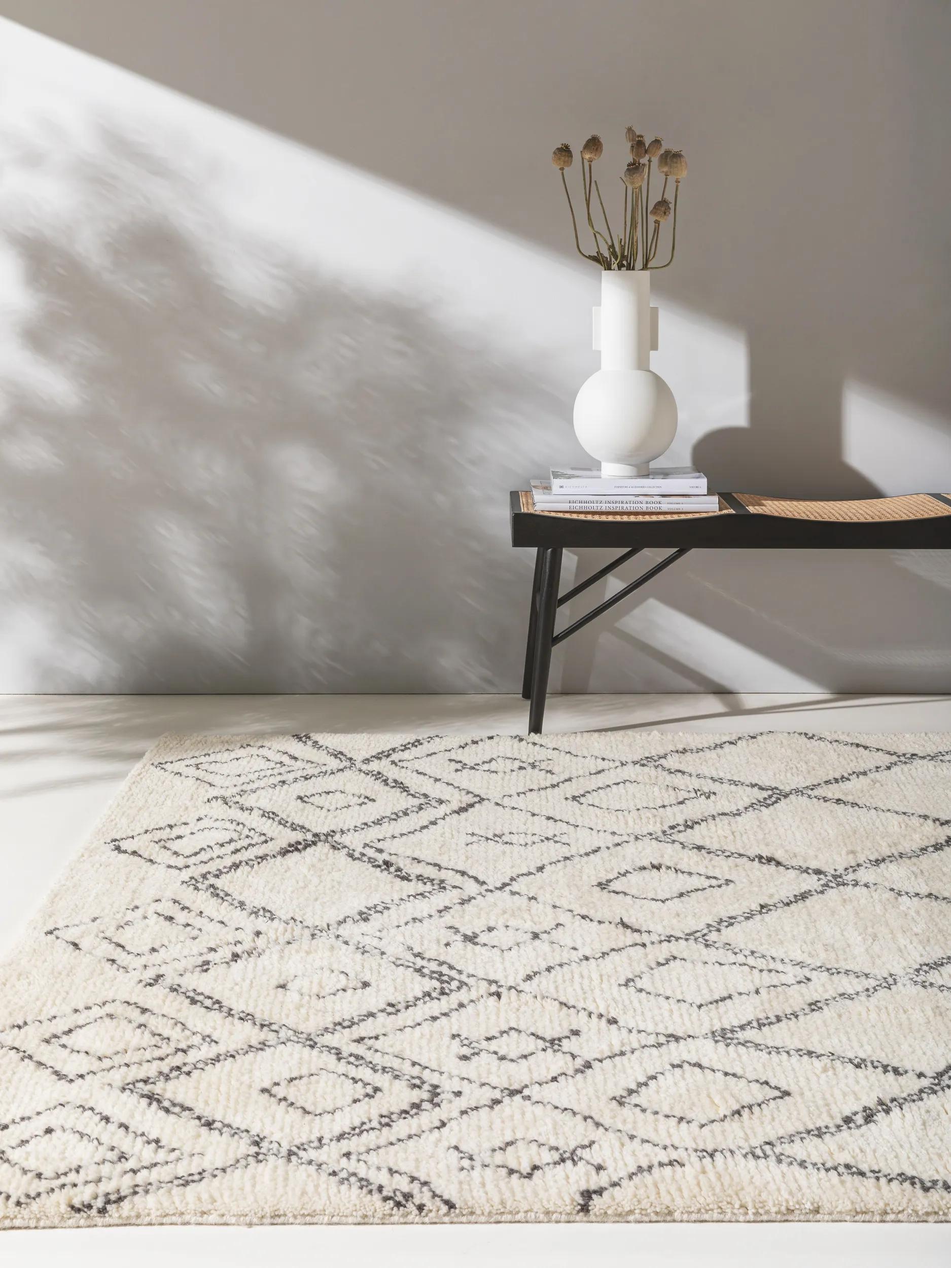 Wool rug Wilma Black/White