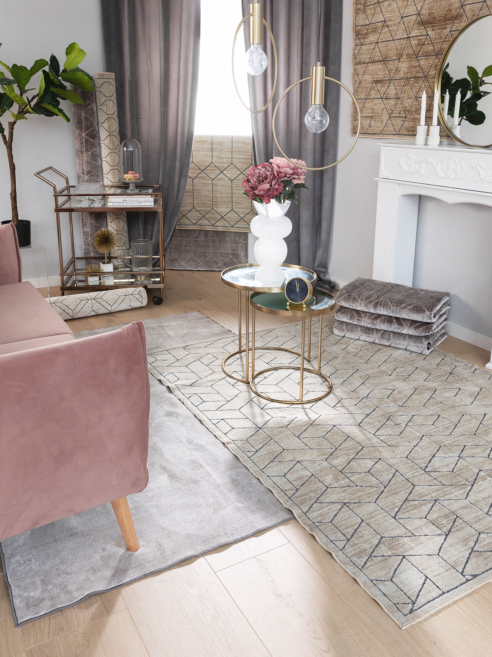 Teppich Gänseblümchen Grau