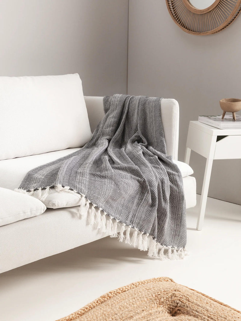 Cotton blanket Alisea Charcoal