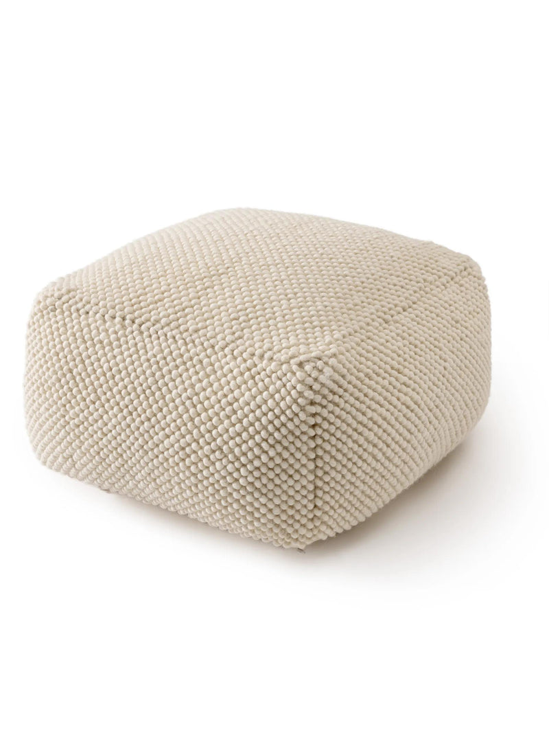 Handmade Wool Pouf Beads Cream