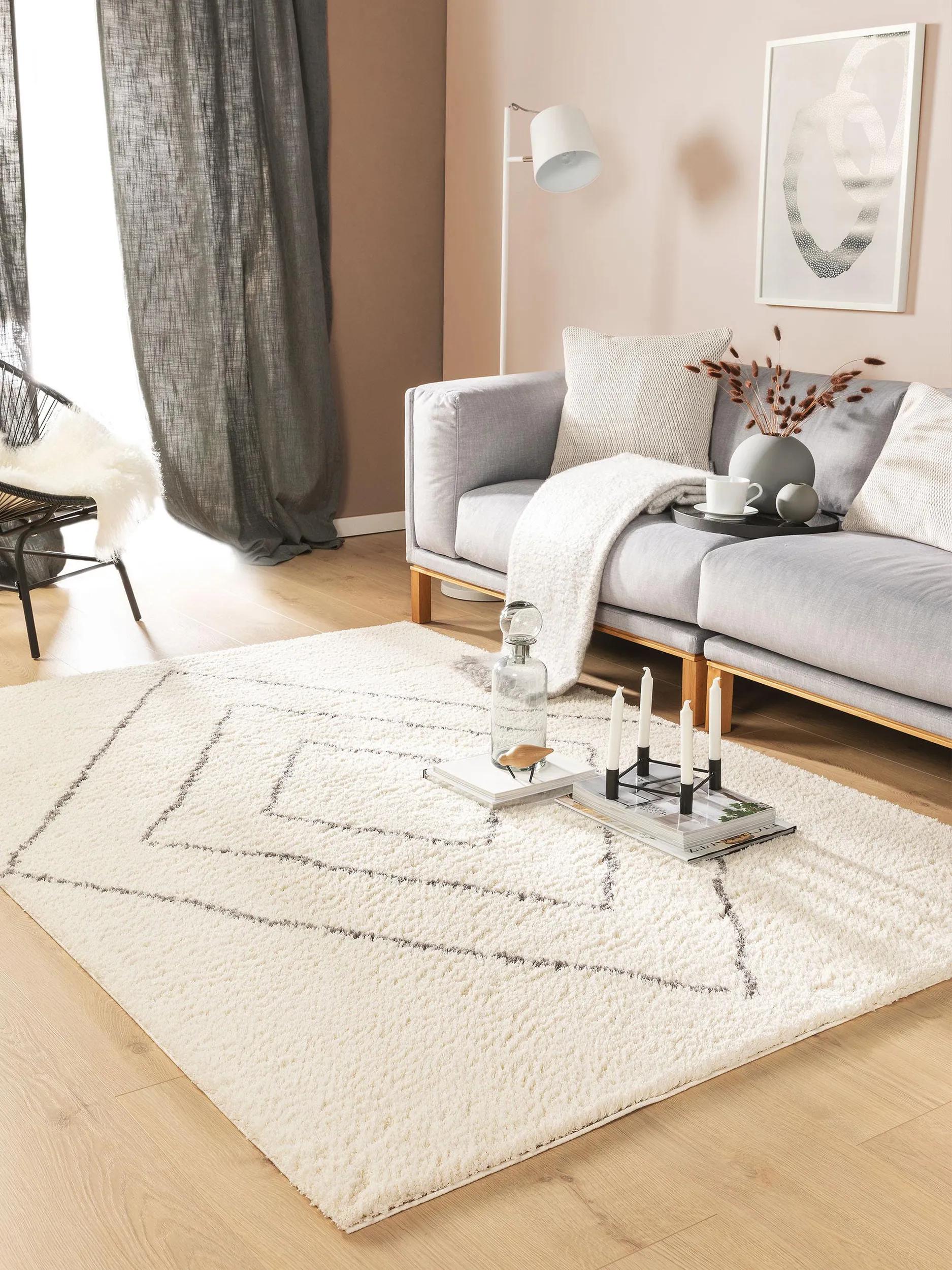 Tapis shaggy Benno crème