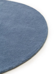 Round Wool Rug Bent Blue