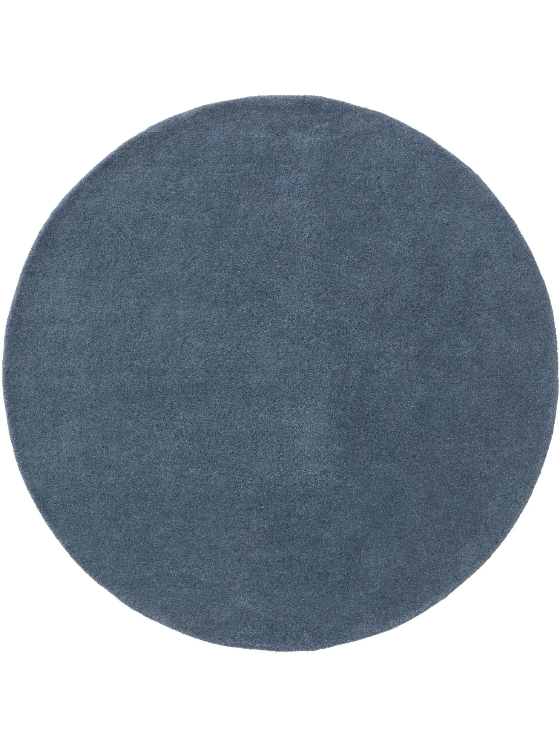Round Wool Rug Bent Blue