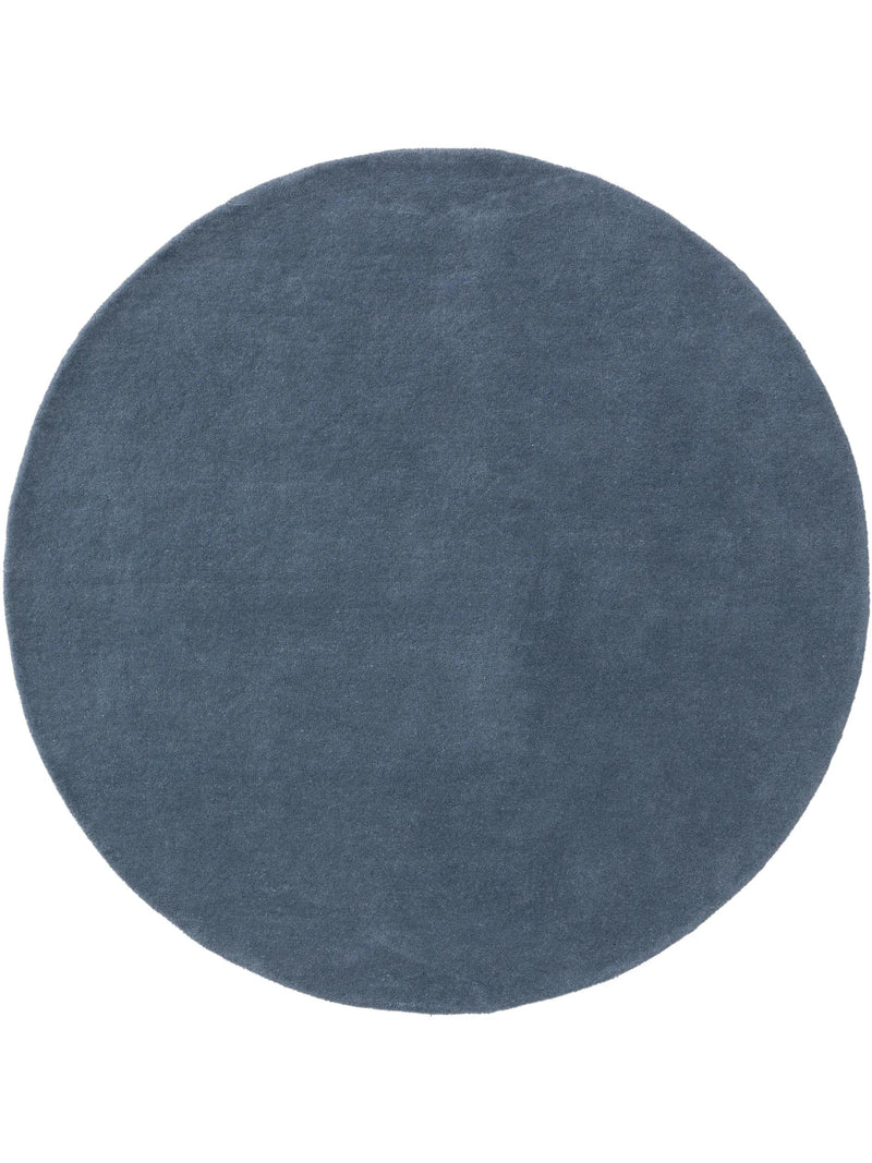 Round Wool Rug Bent Blue