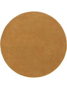 Round Wool Rug Bent Yellow