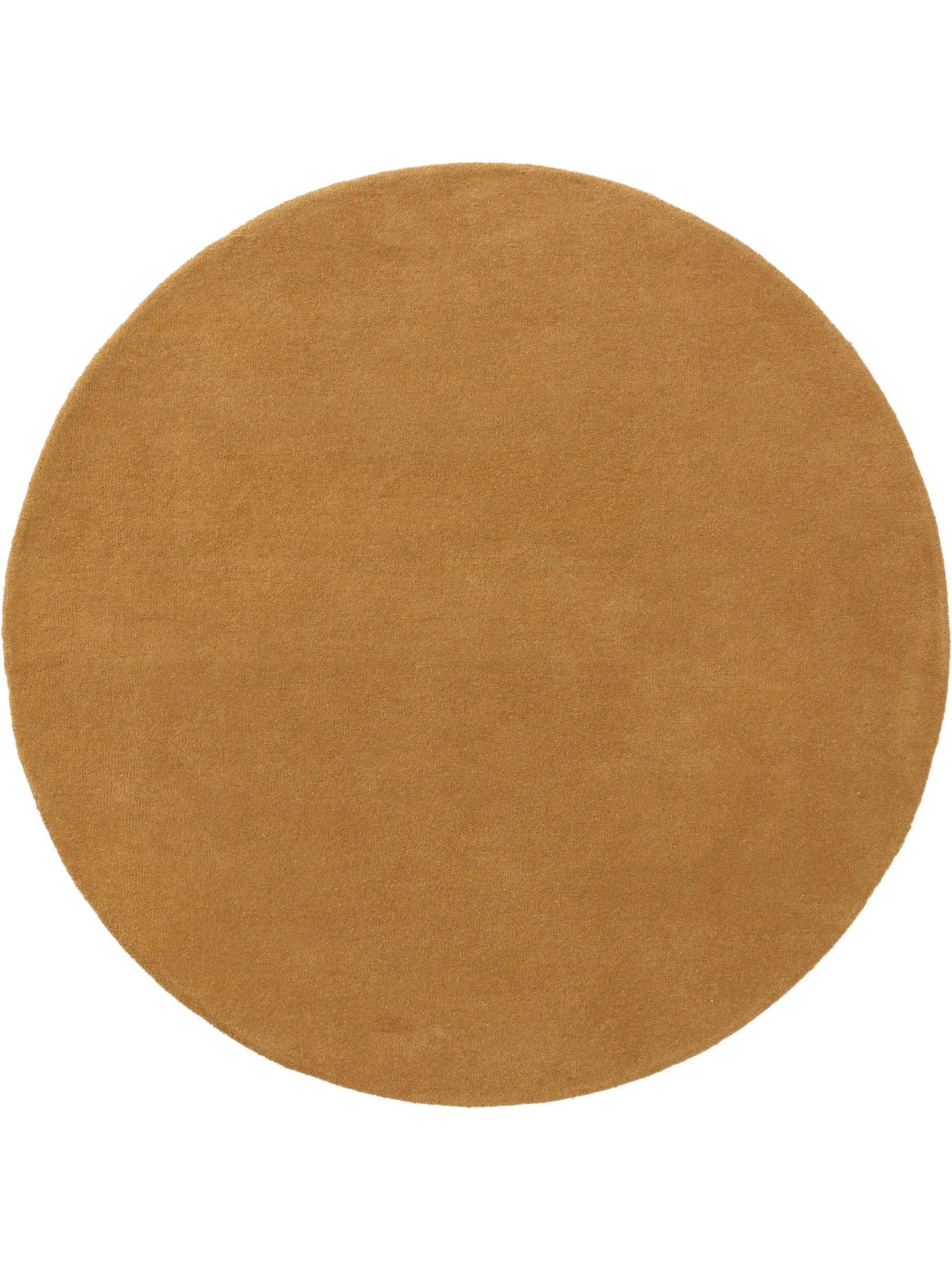Round Wool Rug Bent Yellow