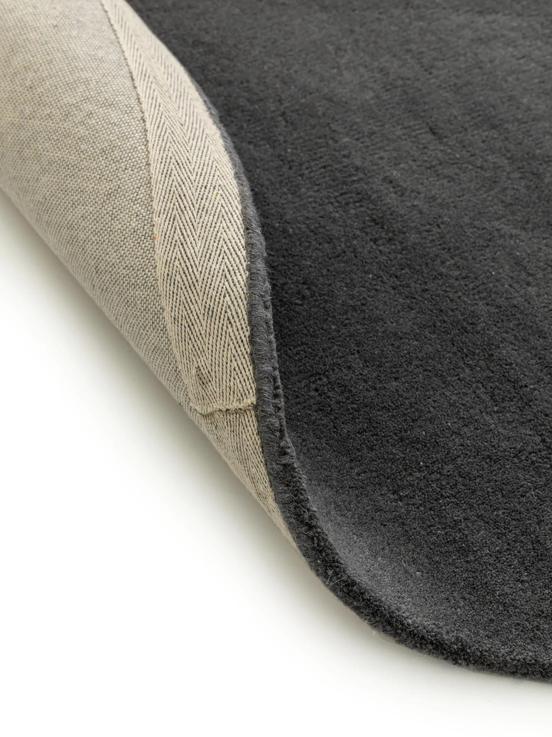 Round Wool Rug Bent Charcoal