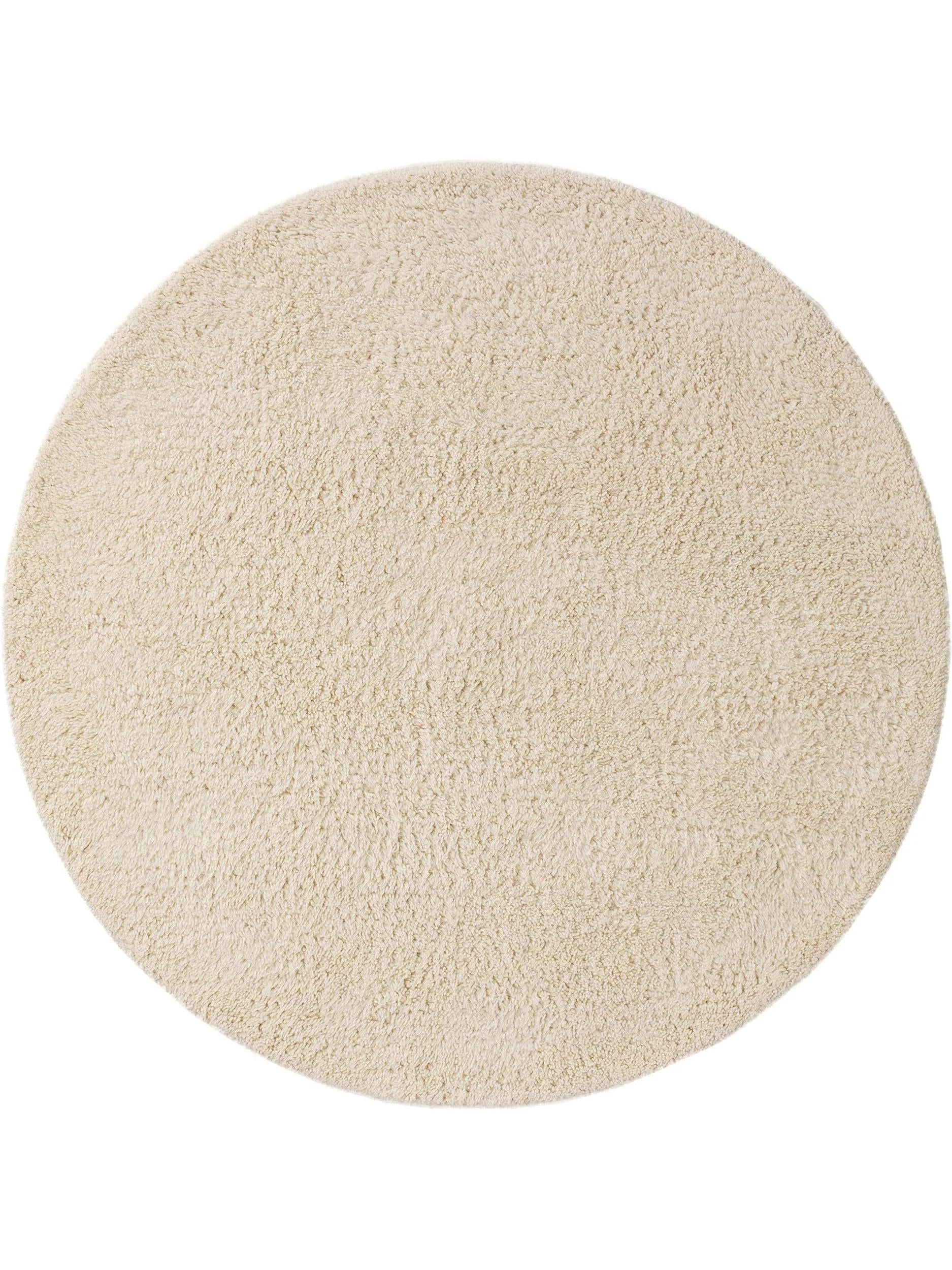 Round Wool Rug Berber Cream