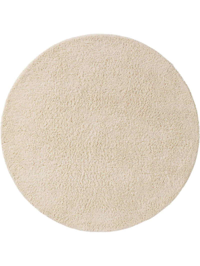 Round Wool Rug Berber Cream