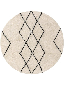 Round Wool Rug Berber Cream