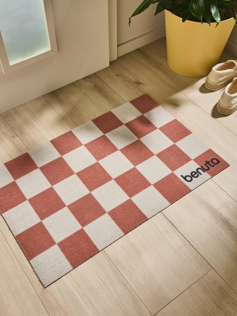 Door mat Checker Terracotta