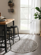 In- & Outdoor Round Rug Cleo White/Black