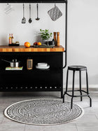 In- & Outdoor Round Rug Cleo White/Black