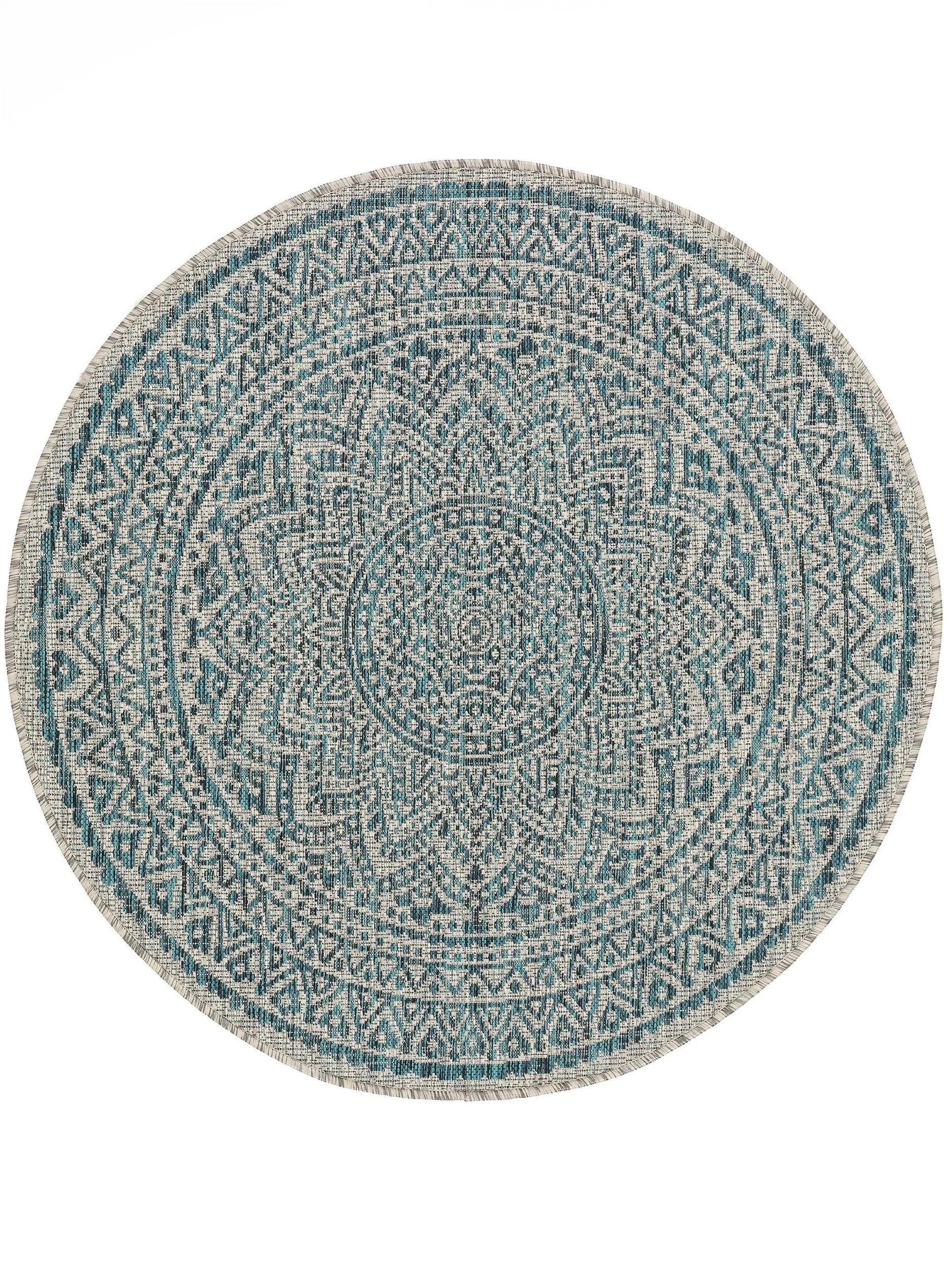 In- & Outdoor Round Rug Cleo Beige/Blue
