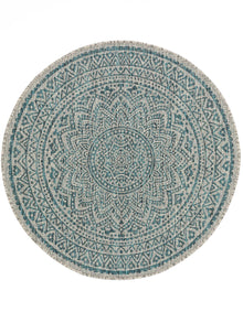 In- & Outdoor Round Rug Cleo Beige/Blue