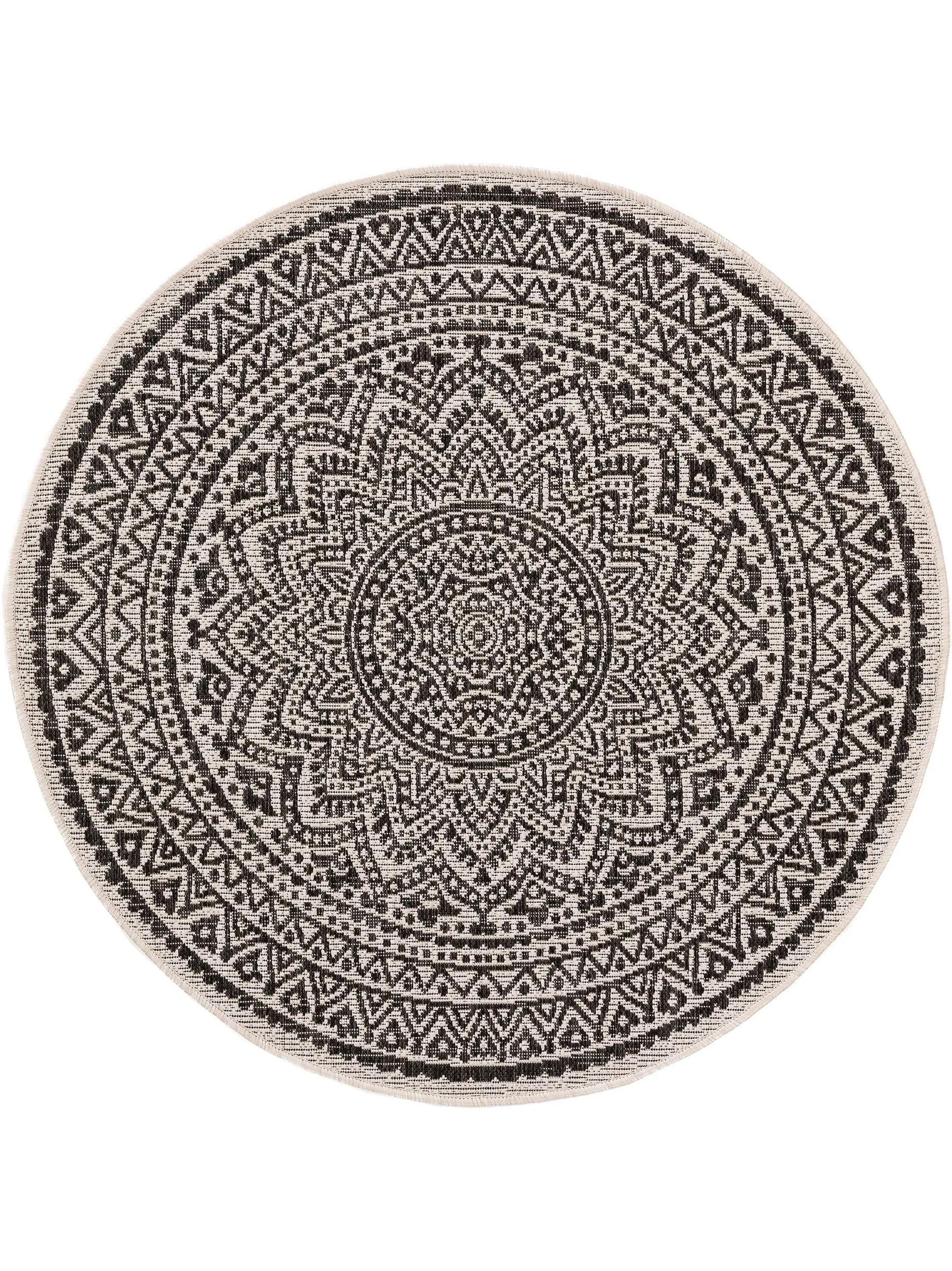 In- & Outdoor Round Rug Cleo White/Black