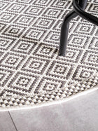 Alfombra redonda para interior y exterior Cleo blanco/negro
