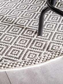Alfombra redonda para interior y exterior Cleo blanco/negro