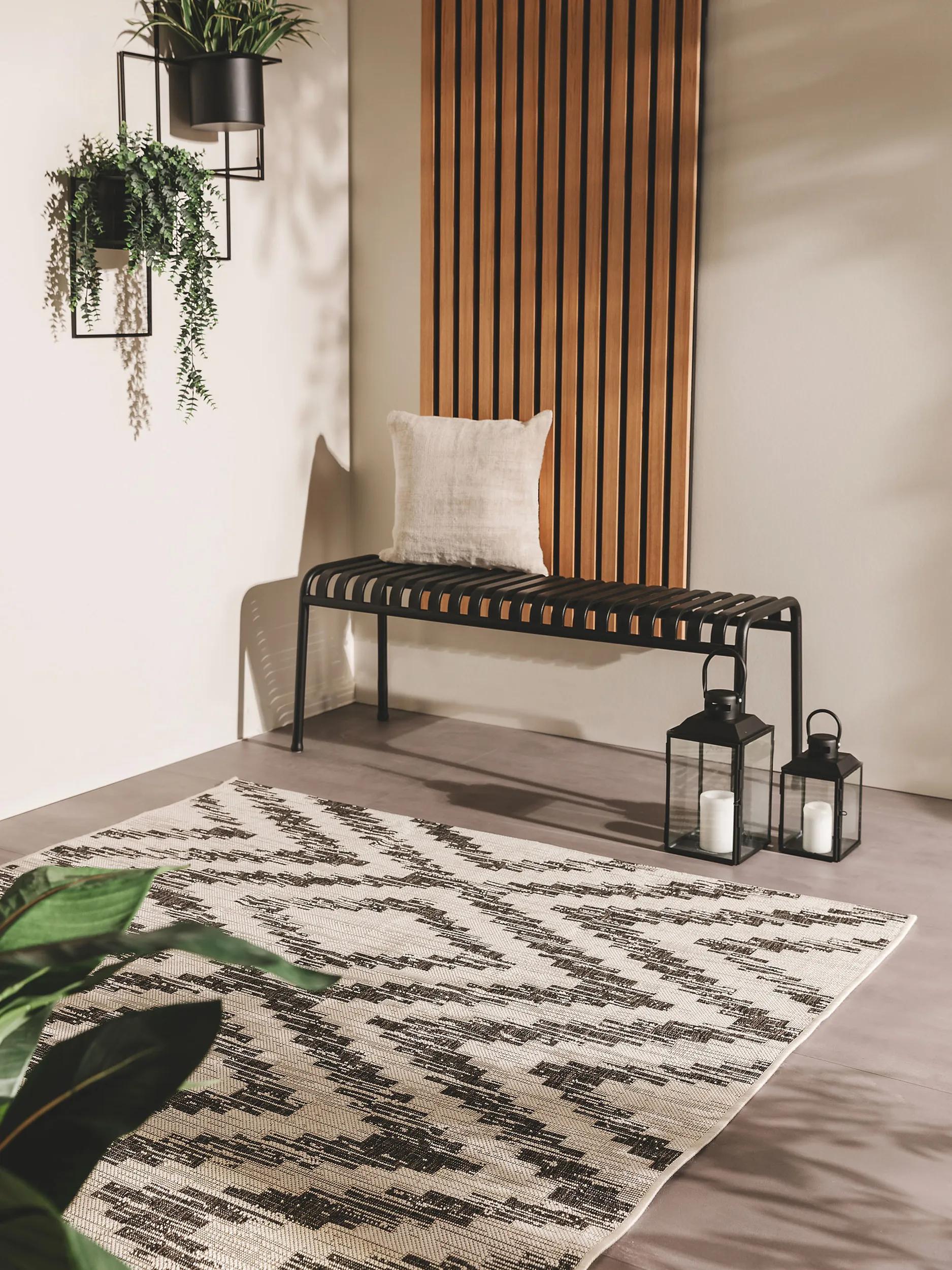 Tapis intérieur et extérieur Cleo blanc/noir