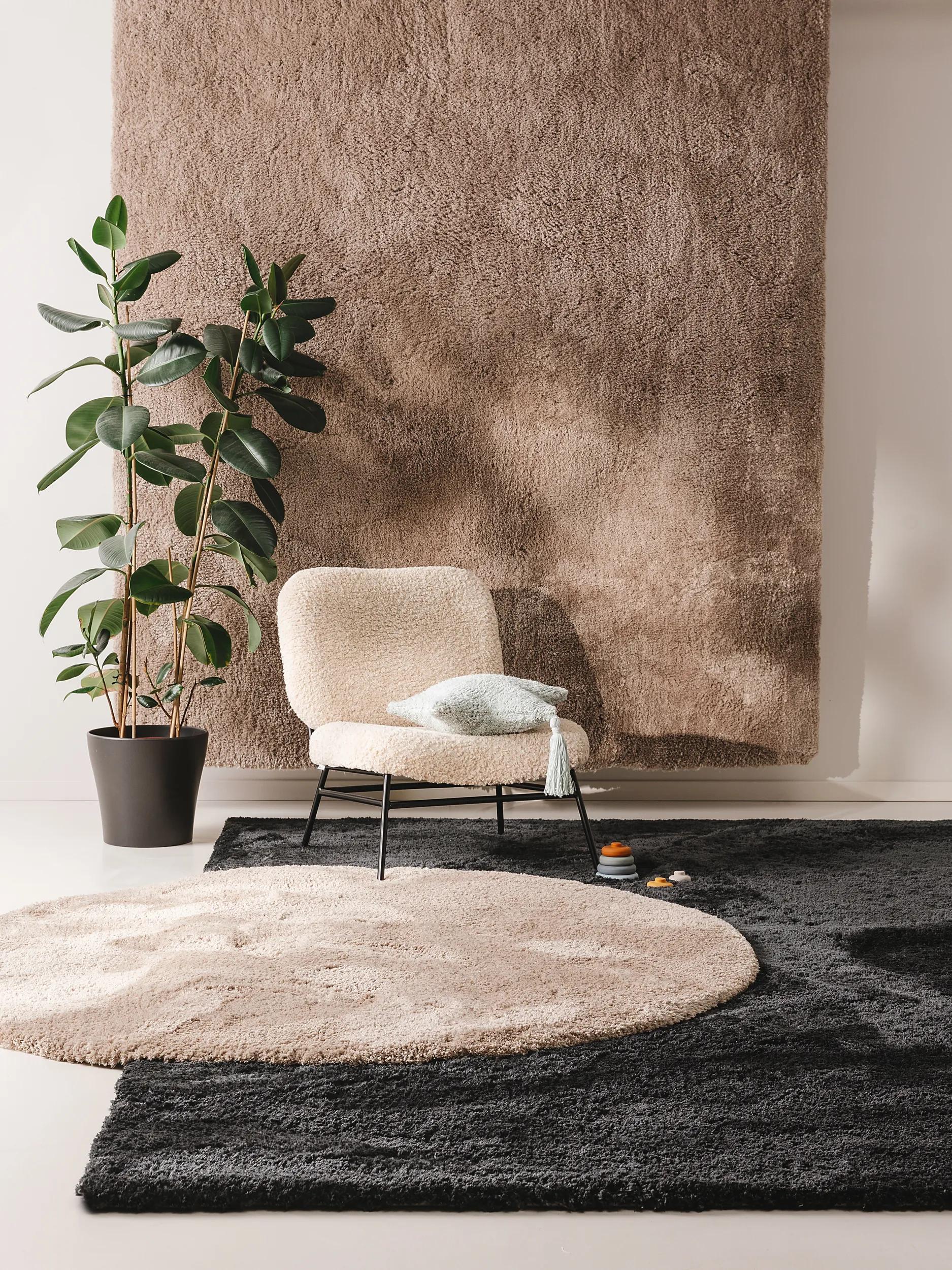 Shaggy Round Rug Cloudy Charcoal
