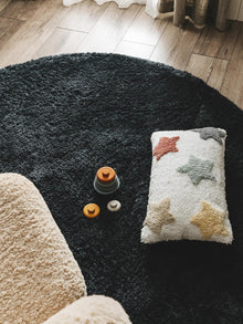 Shaggy Round Rug Cloudy Charcoal