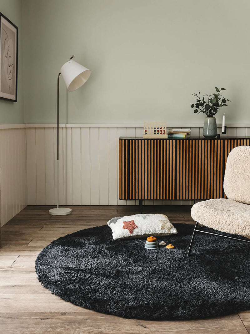 Shaggy Round Rug Cloudy Charcoal
