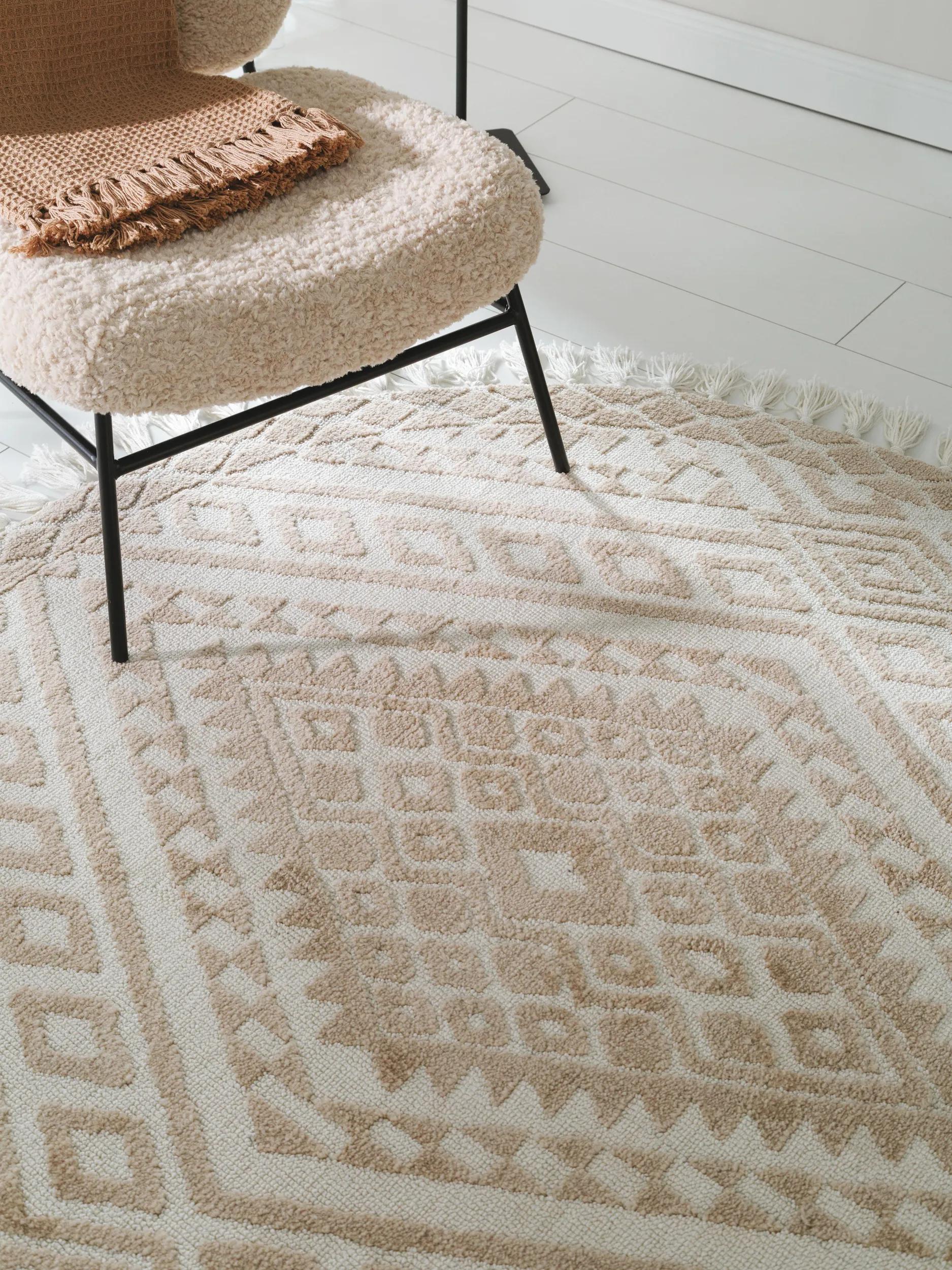 Round Rug Elias Beige