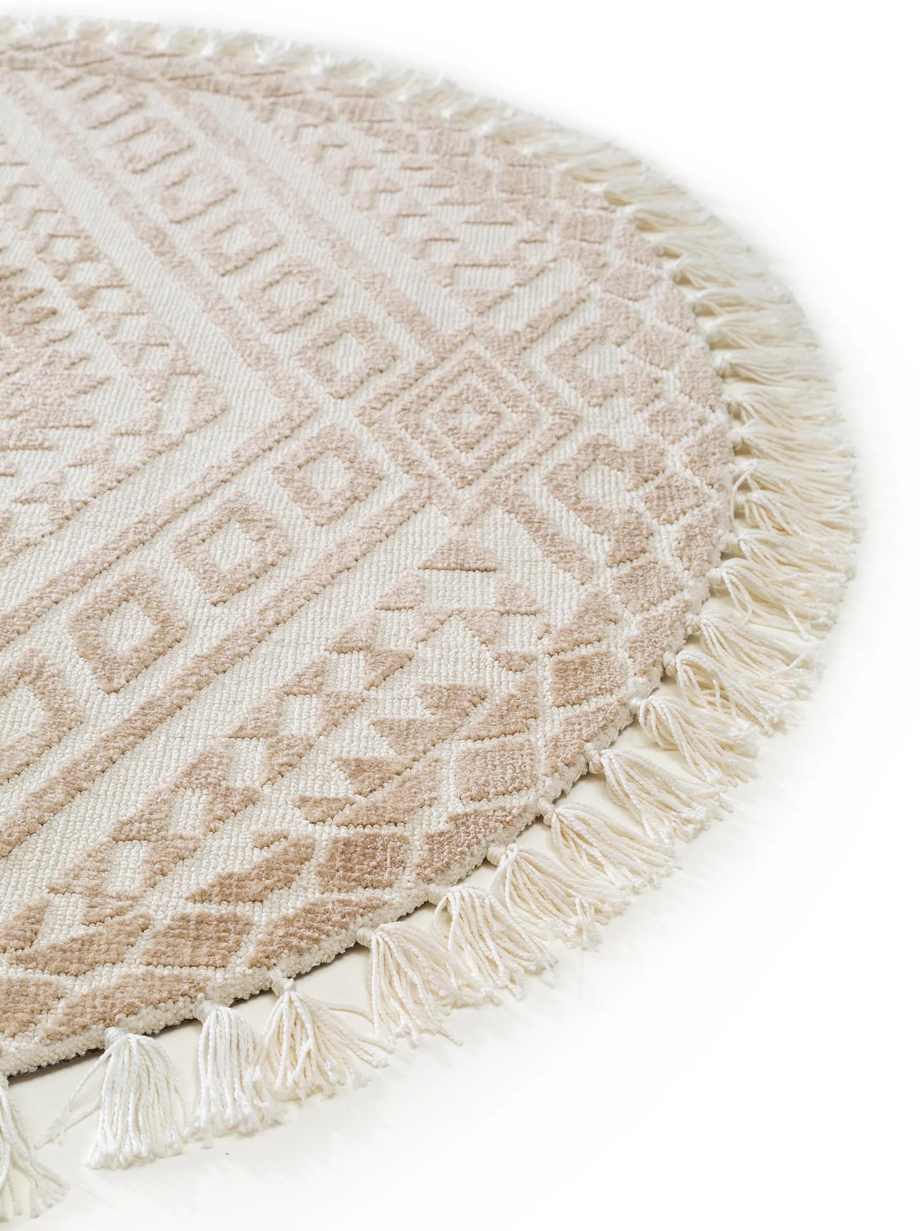Round Rug Elias Beige
