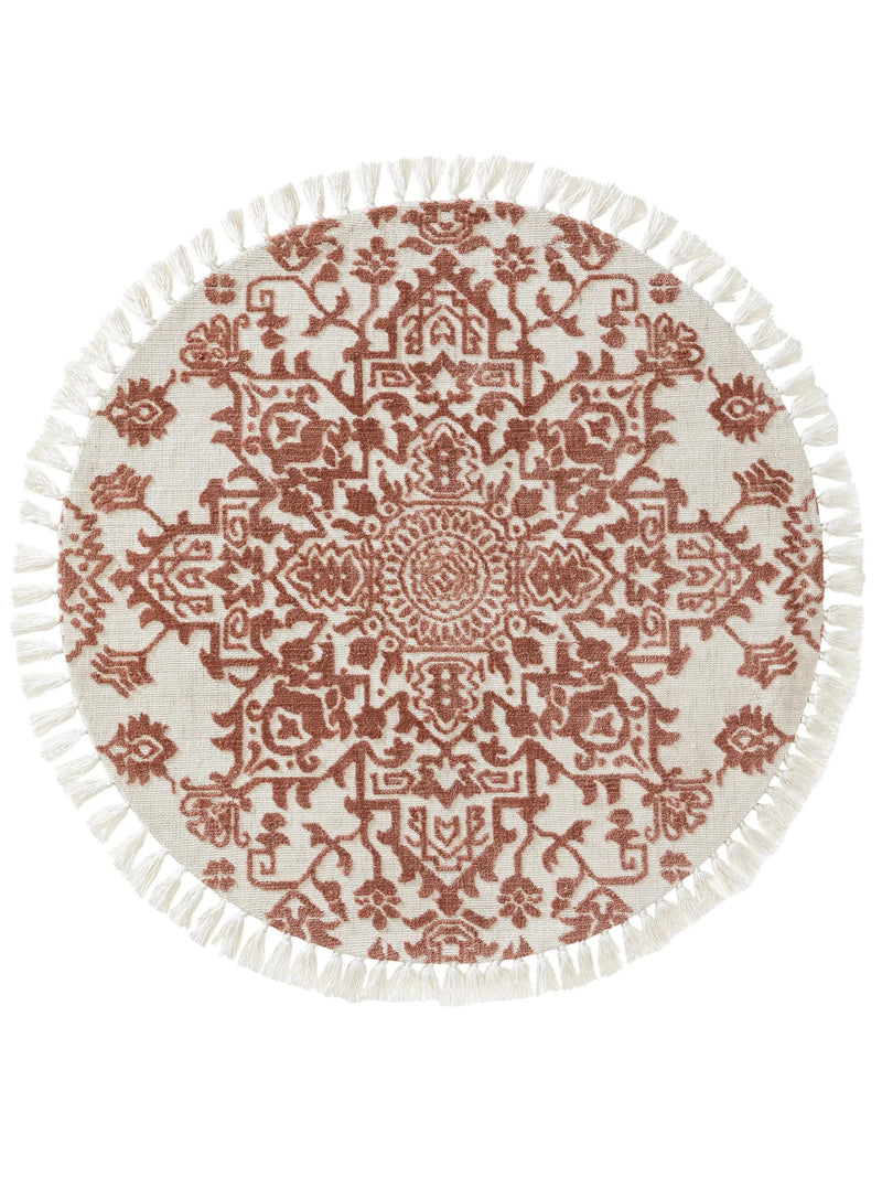 Alfombra redonda Elías terracota