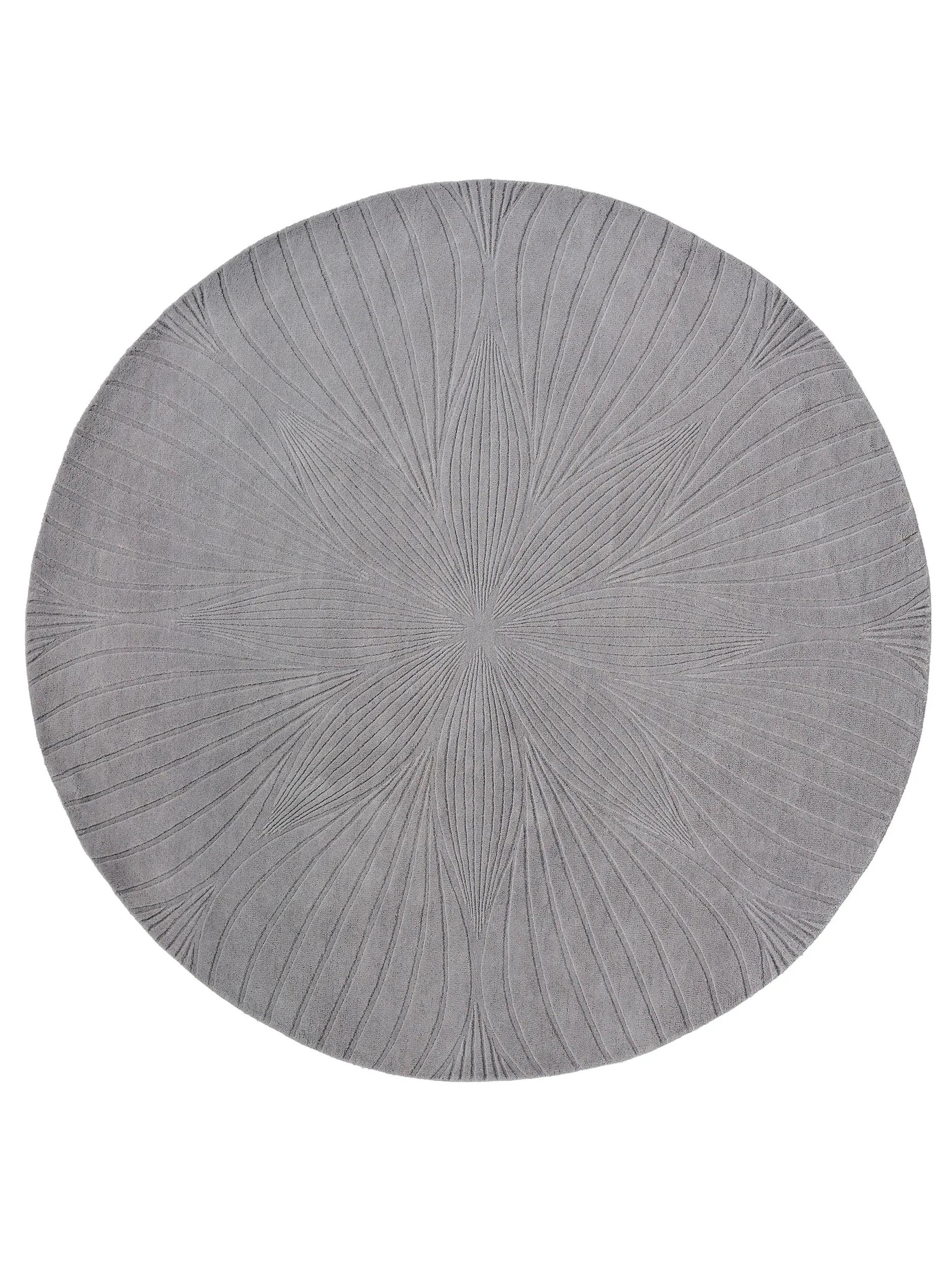 Round Wool Rug Folia Grey