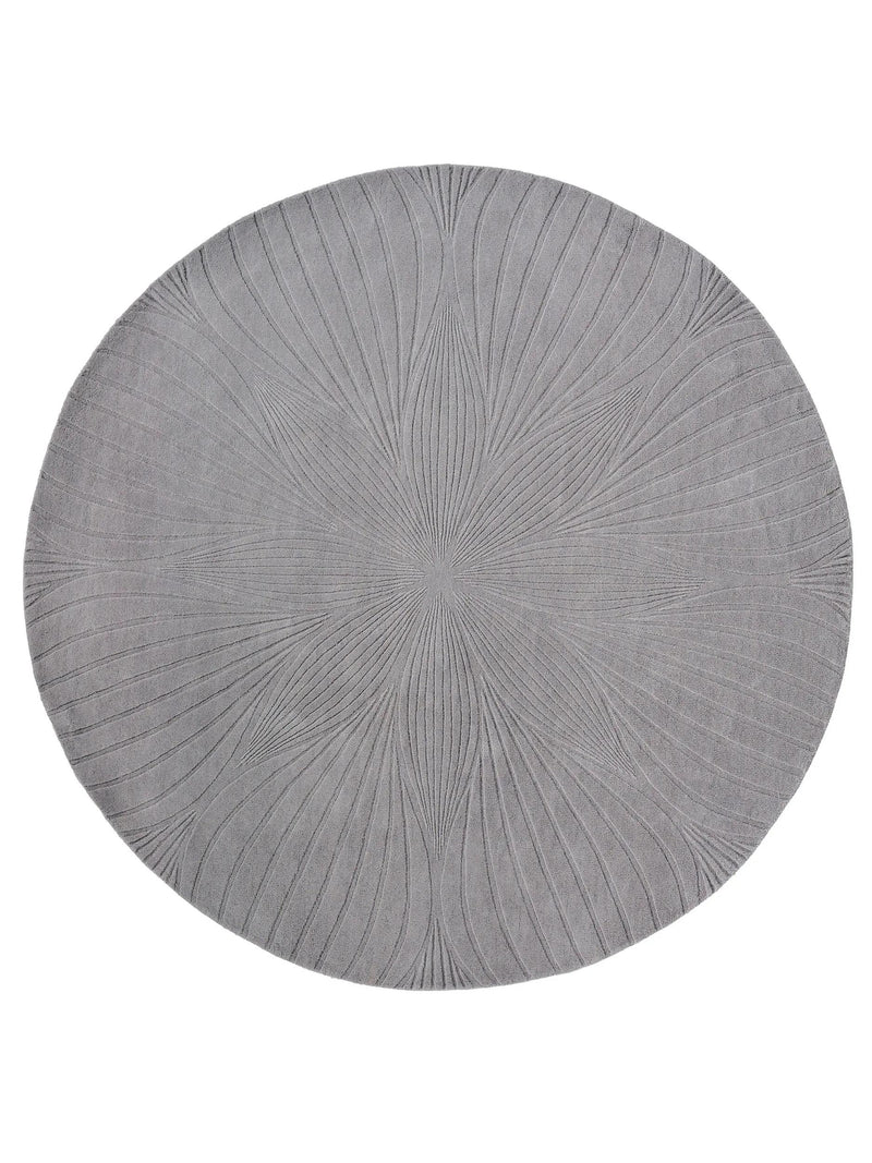 Round Wool Rug Folia Grey