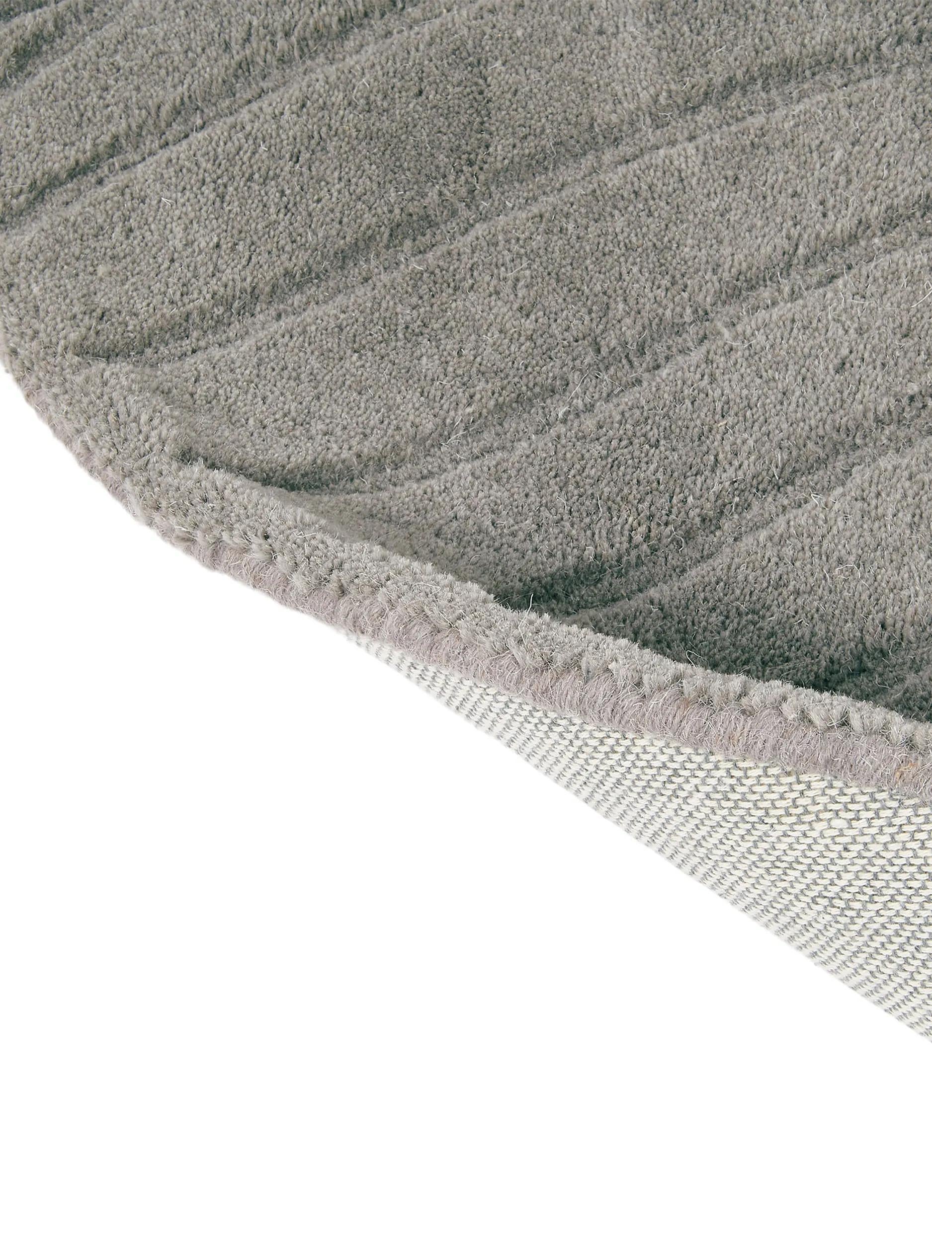 Round Wool Rug Folia Grey