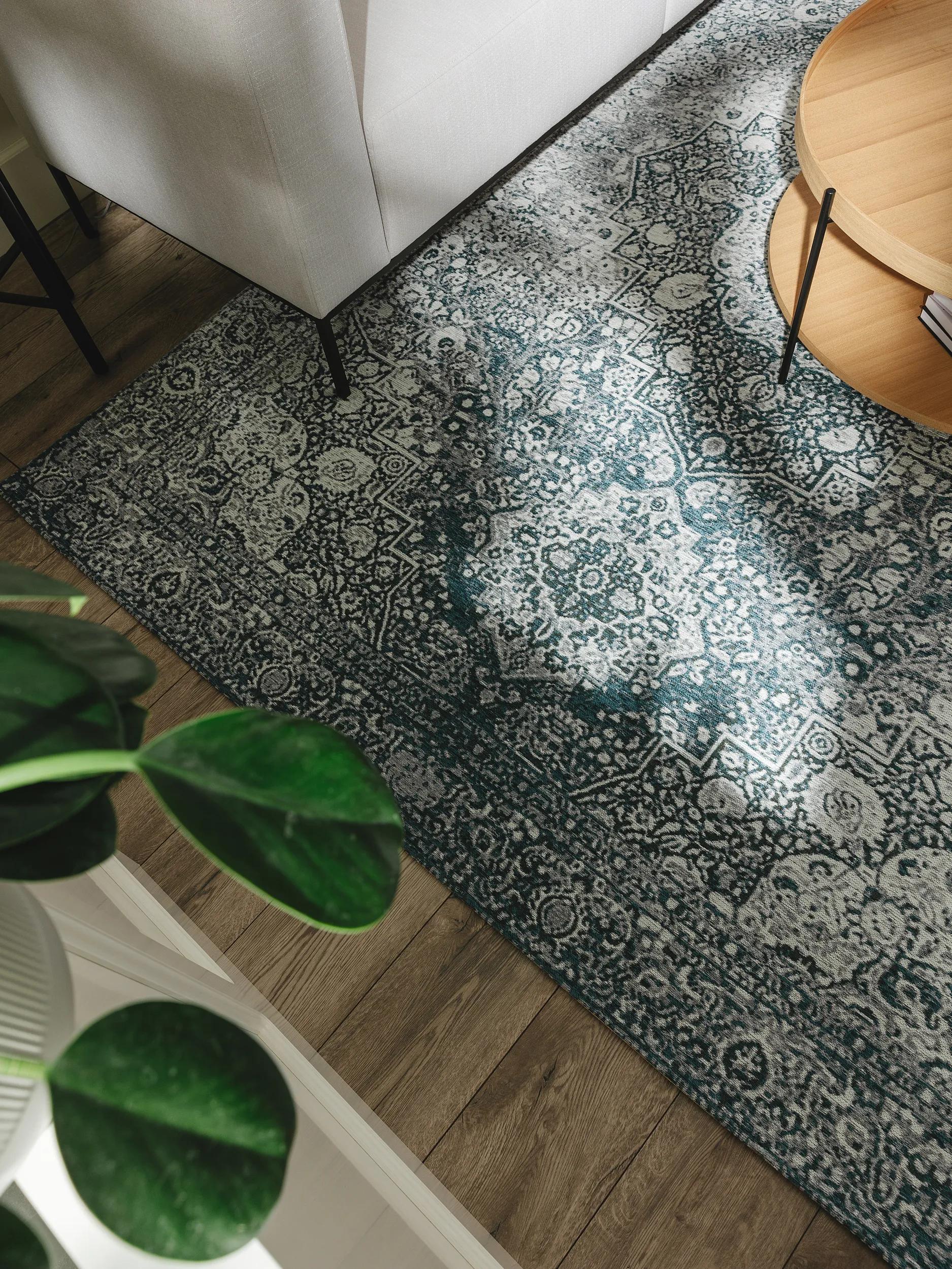 Alfombra de tejido plano Frencie azul