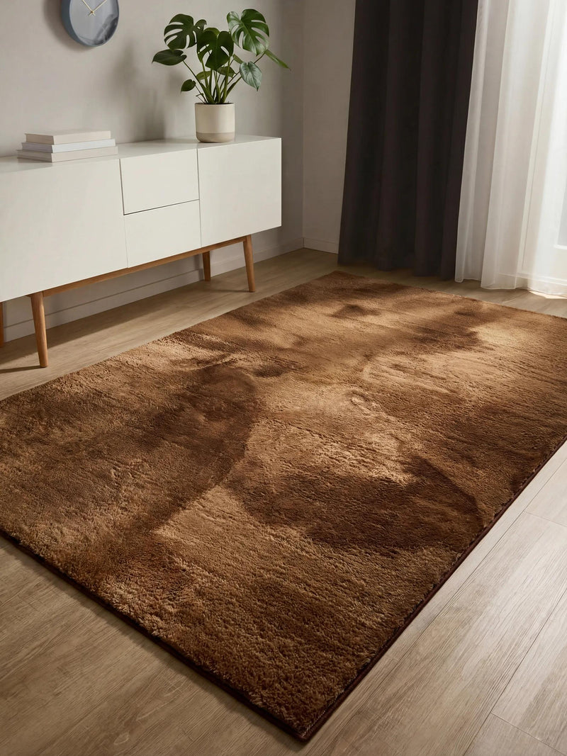 Faux Fur Rug Furry Light Brown