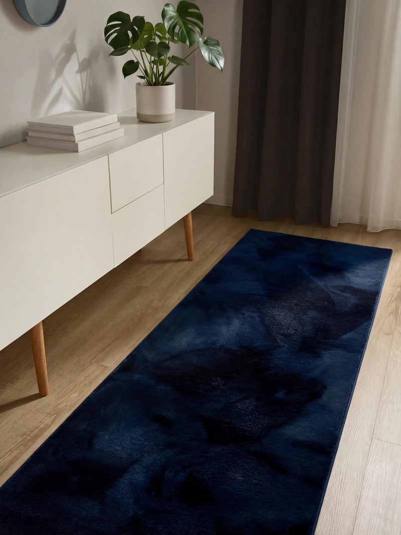 Faux Fur Rug Furry Dark Blue