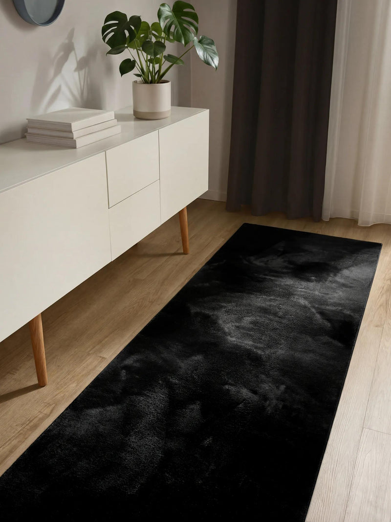 Faux Fur Rug Furry Black
