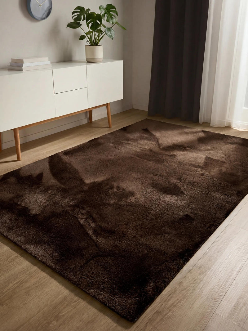 Faux Fur Rug Furry Brown