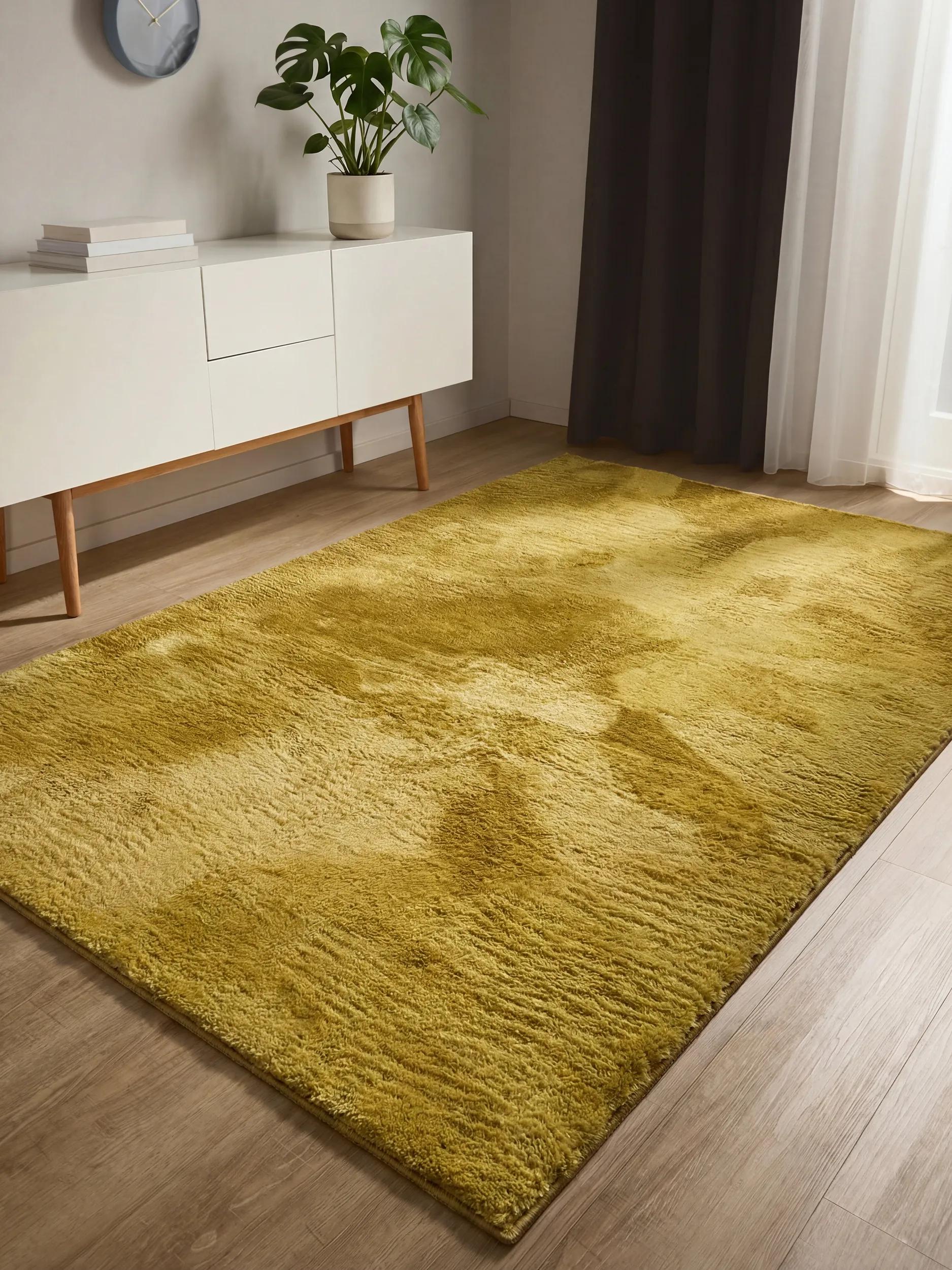 Faux Fur Rug Furry Yellow
