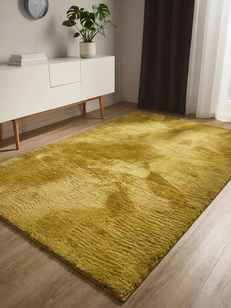Faux Fur Rug Furry Yellow