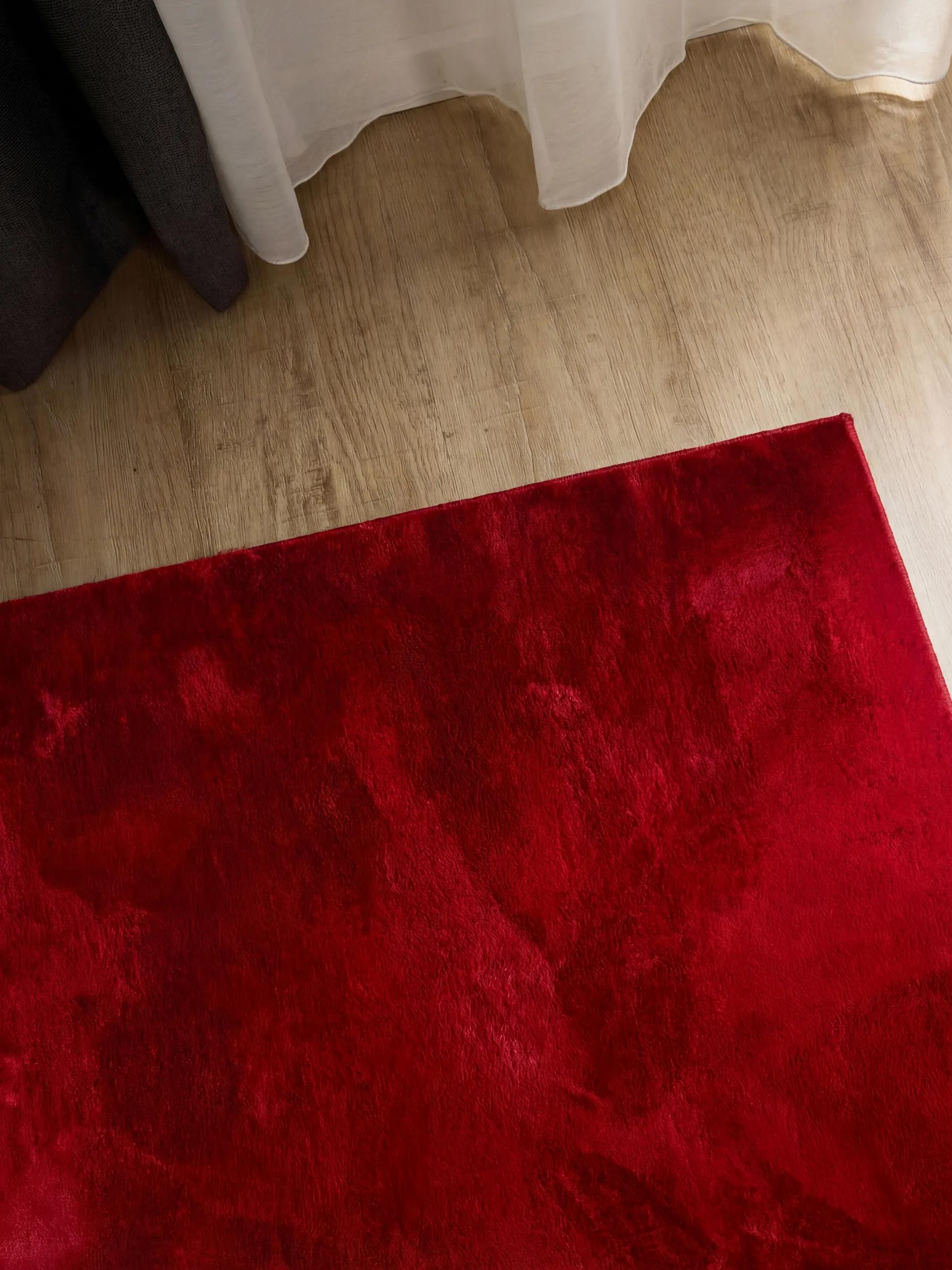 Faux Fur Rug Furry Red