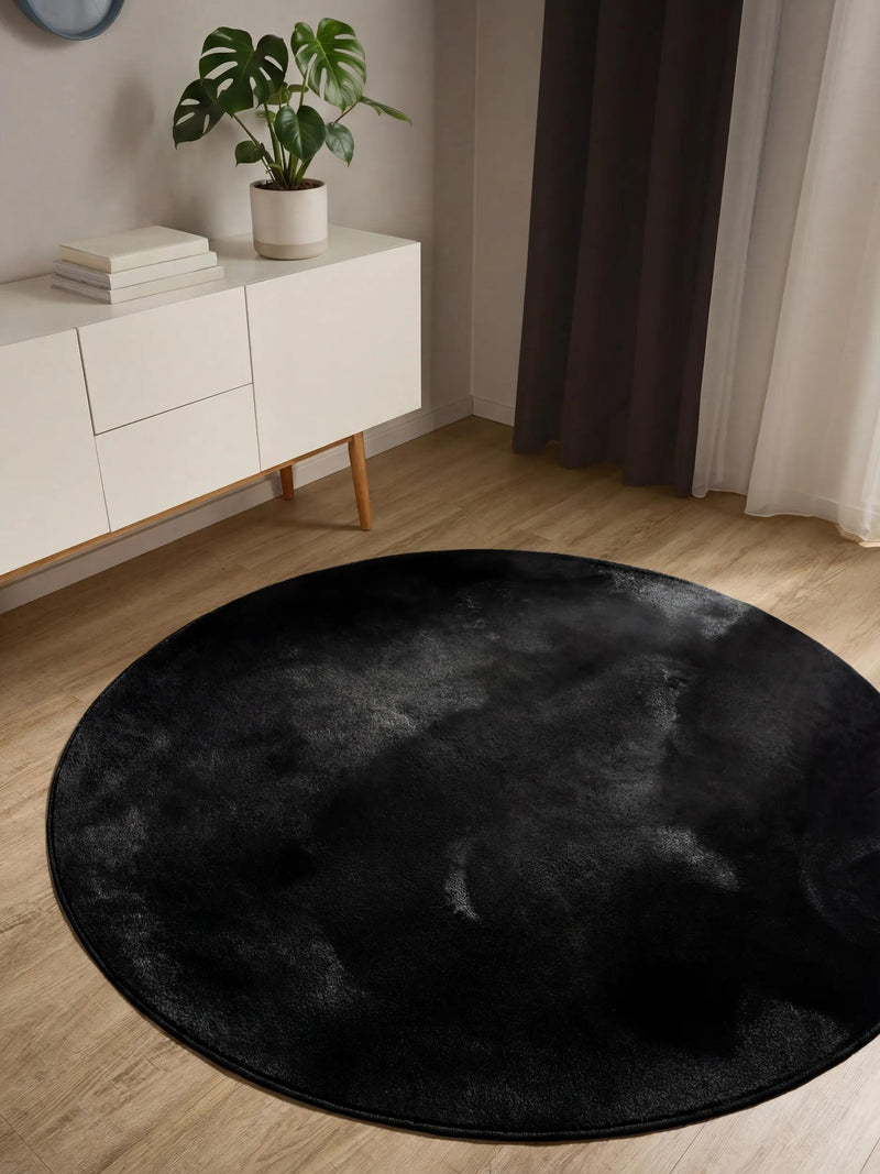 Faux Fur Rug Furry Black