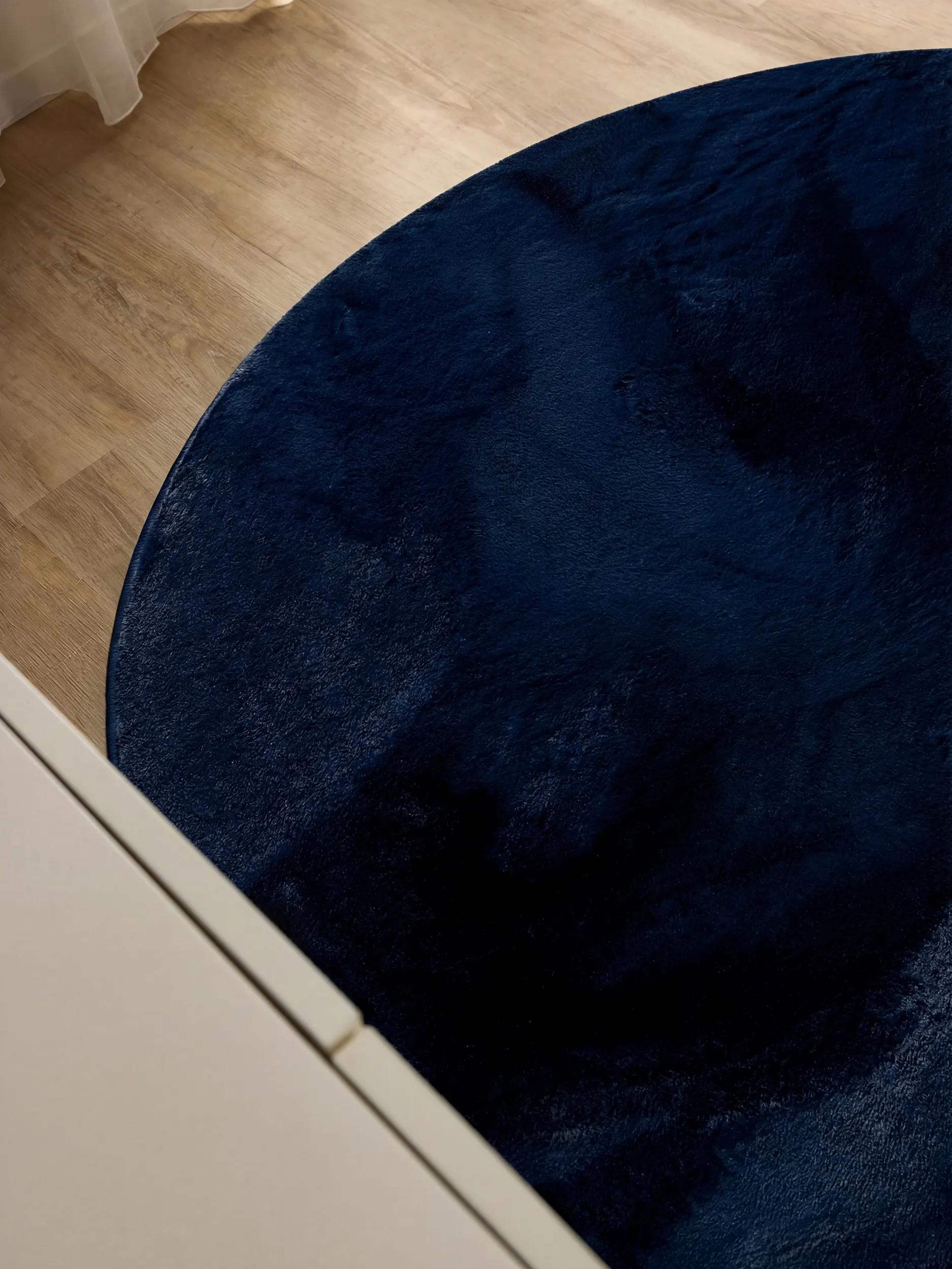 Faux Fur Rug Furry Dark Blue