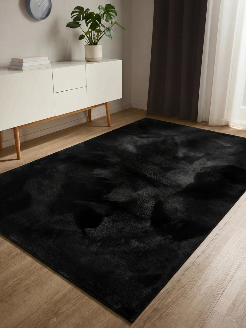 Faux Fur Rug Furry Black