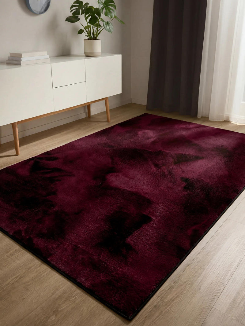 Faux Fur Rug Furry Bordeaux