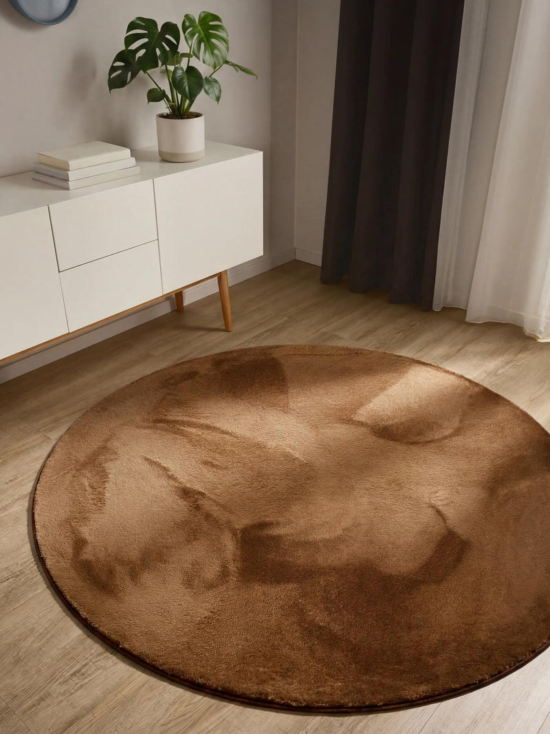 Faux Fur Rug Furry Light Brown