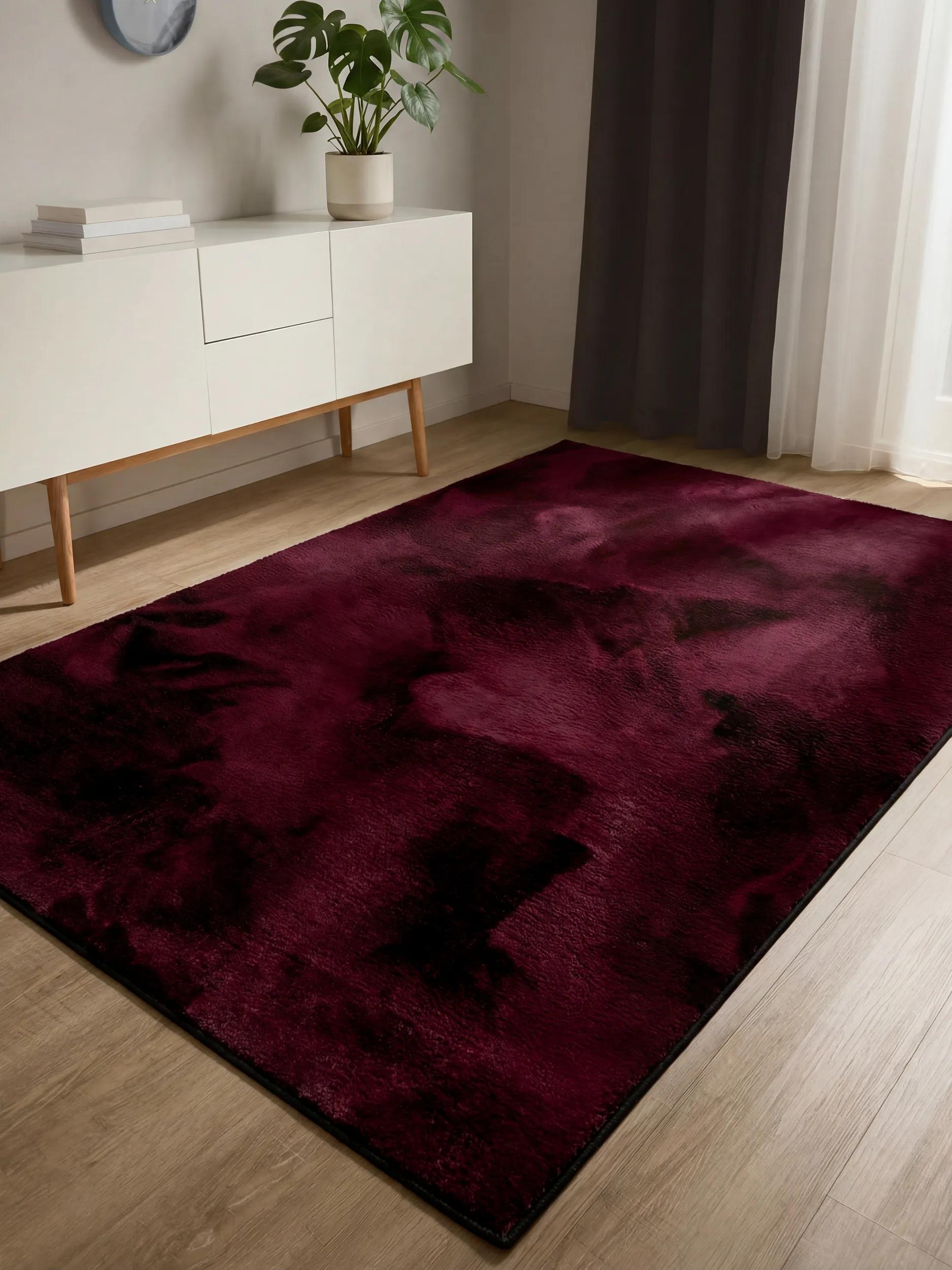 Faux Fur Rug Furry Bordeaux