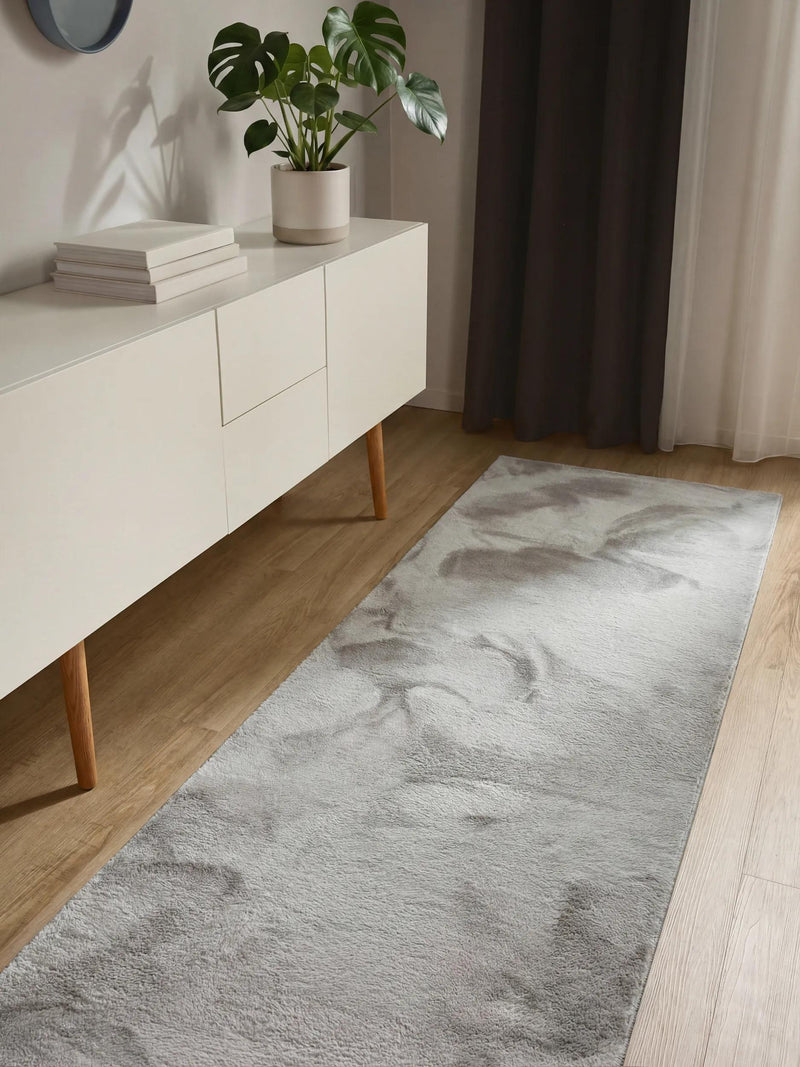 Faux Fur Rug Furry Light Grey